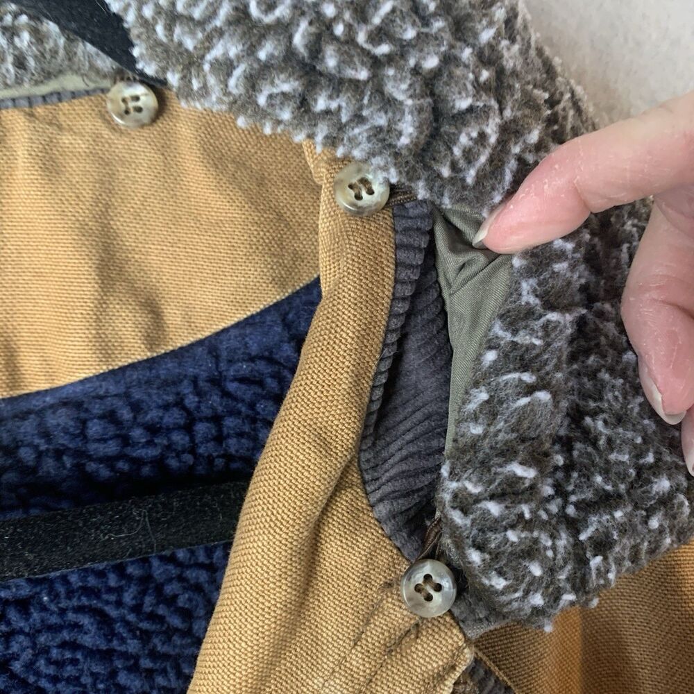LL Bean Shearling Lined Chore Field Jacket Large? Brown Corduroy Trim Workwear - Picture 9 of 12